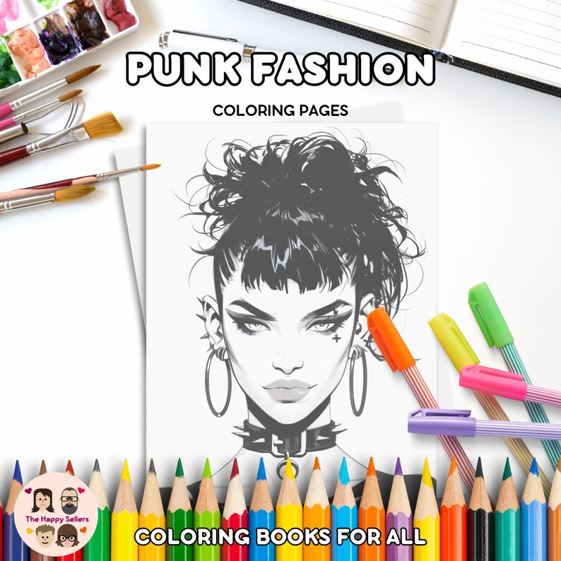 Color Book Punk Punk Fashion Coloring Book INSTANT DOWNLOAD 99 Edgy Coloring Pages + 2 ...