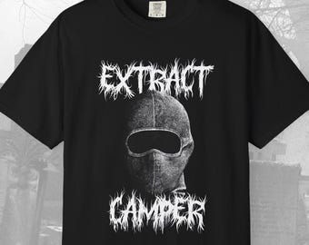 Maglietta Arc Fan Extract Camper Loot Goblin Videogioco Tshirt Abbigliamento da giocatore Non sparare Estrazione Sparatutto Rat KOS Maglietta da gioco divertente