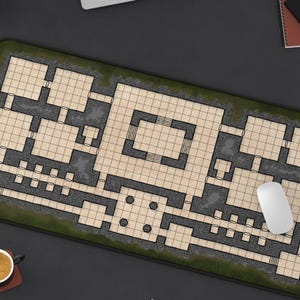 Dungeon Crawler Schreibtischmatte Spiel Master Mauspad Dungeon Map Tischmatte Nerdy Geschenk Table Top RPG Schreibtischdekoration Dungeon Kartographie DM Terrain Map