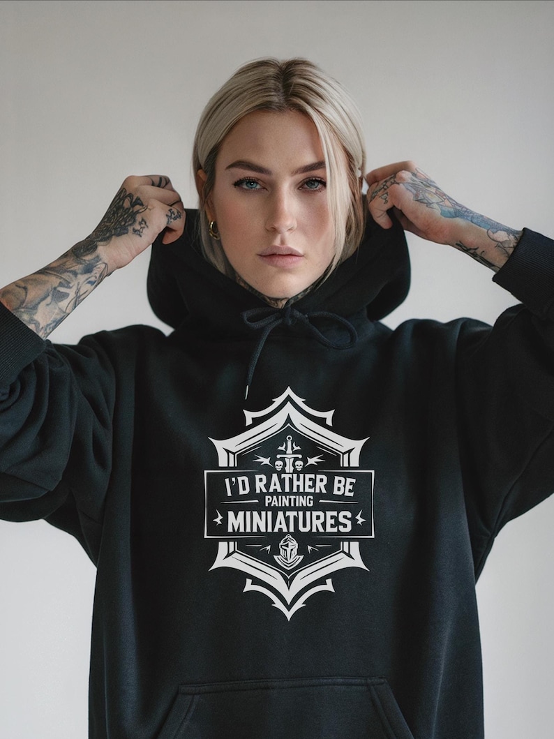 Miniature Painting Hoodie 40k War Game Nerdy Model Builder Gift Pull Over Hoodie Wargamer Table Top RPG Hoodie Mini Lover War Game Hoodie
