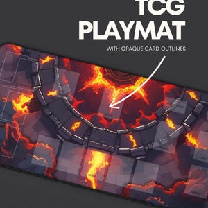 TCG Playmat Card Game Gift for Husband Trading Card Game Accessories TCG Gifts  Fire Type TCG Card Game Mat Base Set Gaming Mat Top Deck