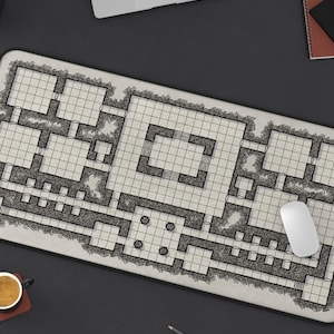 Dungeon Crawler Schreibtischmatte Spiel Master Mauspad Dungeon Map Tischmatte Nerdy Geschenk Table Top RPG Schreibtischdekoration Dungeon Kartographie DM Terrain Map