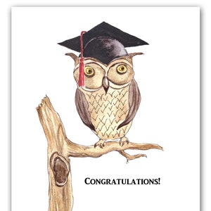 carte de hibou de graduation, carte de graduation de hibou sage, carte de hibou, peinture de hibou, carte de graduation de hibou. Carte de graduation amusante, carte de graduation unique