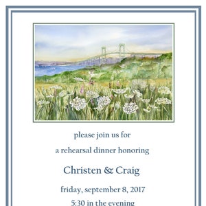 25 Newport Rhode Island wedding invitations, Rhode Island rehearsal dinner invitations, save the date cards, queen ann&#39;s lace invites