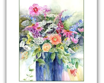 Floral notecards, blank notecards , nature lovers  card- watercolor flower cards- wildflower bouquet cards- boxed set of cards