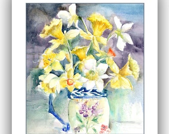 daffodil notecards- spring flower cards- Floral notecards- nature lovers card- watercolor flower cards- daffodil cards-