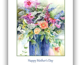 floral Mother's Day card- floral mother's day card- watercolor mother's day card- mother's day flower card- floral bouquet card