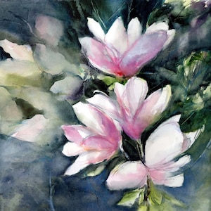 magnolia original watercolor  - watercolor floral art-  botanical painting- spring flower art- magnolia watercolor-magnolia lover