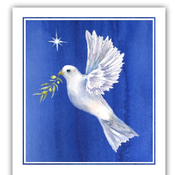 peace dove Christmas cards- peace on earth cards- woodland christmas - dove cards, Winter Solstice cards- Birders Christmas cards.