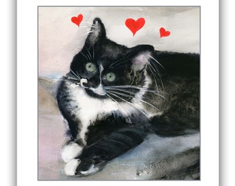 Valentine cat card- valentines cat card- pet valentine- cat valentine's- tabby cat  valentine card- valentine’s love- cat lovers valentine