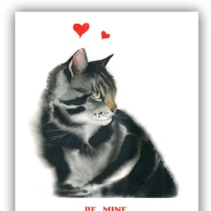 Valentine cat card- valentines cat card- pet valentine- cat valentine's- tabby cat  valentine card- valentine’s love- cat lovers valentine