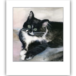 tuxedo cat note cards - cat art- cat lovers notecards- tuxedo cat watercolor cards- tuxedocat art- black and white cat