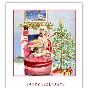 Labradoodle Weihnachtskarten- Hund Weihnachtskarten- labradoodle Aquarell- Hundeliebhaber Weihnachtskarte- labradoodle