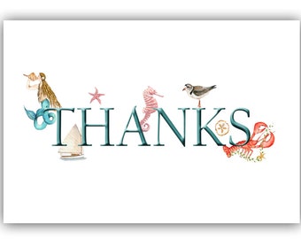 nautical thank you notecards- coastal wedding thank you- coastal Thank you notes-  nautical cards-  seashore cards