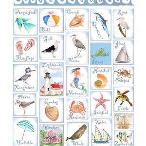 Cartes nautiques - Mer A B, s - Cartes côtières aquarelles - Cartes d'art côtier - Art des maisons de plage - Cartes nautiques - Cartes phare.