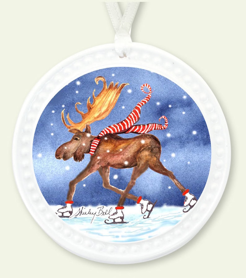 Moose Christmas ornament tree ornaments moose in snow Etsy Polska