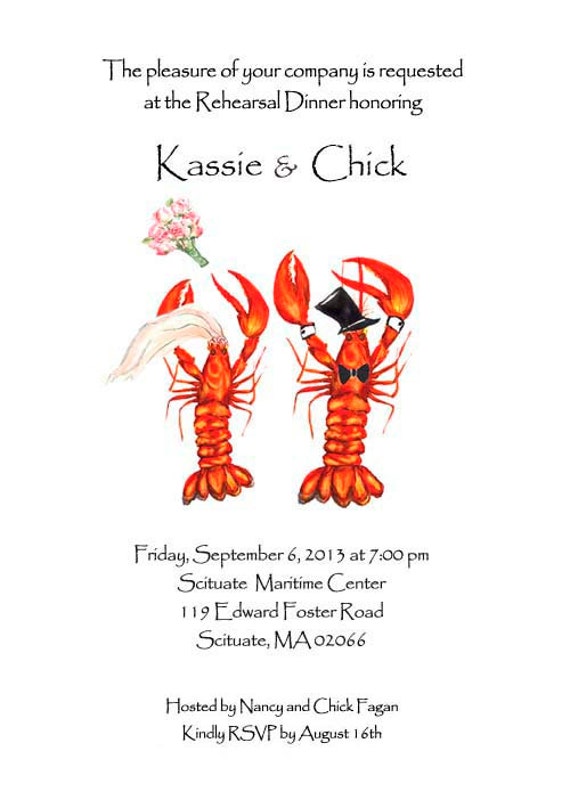 25 Wedding Lobster Invitations Rehearsal Dinner Crawfish Etsy