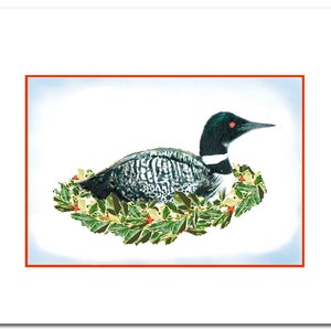 Loon Weihnachtskarten- 10er Set- Loon Aquarell Design- Vogelliebhaber Weihnachtskarte- Vogel Weihnachtskarten- Weihnachtskarten-