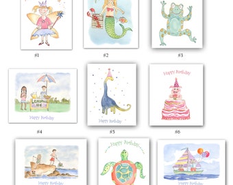Children's birthday cards- kids birthday cards- birthday card sets- nautical kids birthday cards- Variety pack of birthday cards