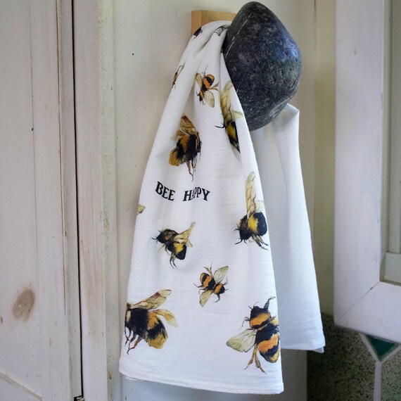 Bee Flour Sack Tea Towel Bee Kitchen Decor Bee Lovers Gift Etsy
