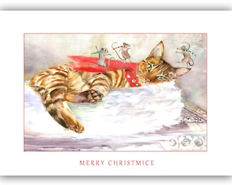 Ginger Cat Christmas cards- Tabby cat Christmas cat cards- funny cat Christmas cards- holiday cat cards- cat lovers cards