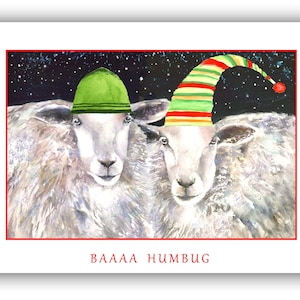 2 cartes de Noël moutons - carte de vacances moutons - cartes de Noël des bois - Noël moutons - impression aquarelle moutons - cadeau pour les amoureux des moutons