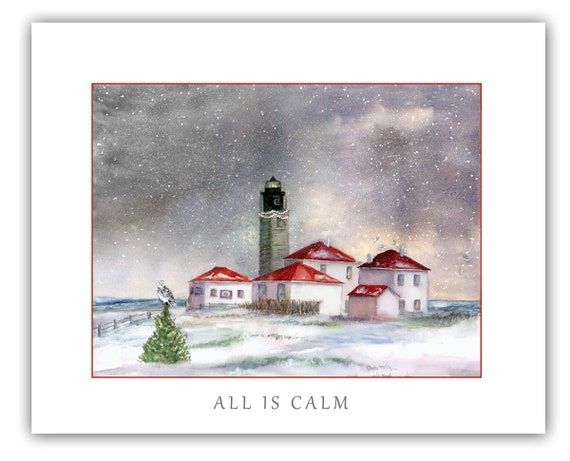 Beavertail  Lighthouse Christmas cards- Jamestown, Rhode Island Christmas cards.  Beavertail light Christmas cards. Winter Solstice cards