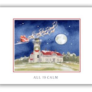Chatham Lighthouse,Cape Cod MA. Christmas lighthouses, new England light house Christmas cards 10 per clear box.cape cod holiday