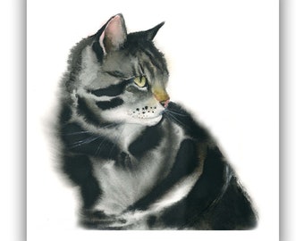 Tabby cat note cards - cat art- cat lovers notecards- tabby cat  watercolor cards- tabby cat art- boxed notecards-