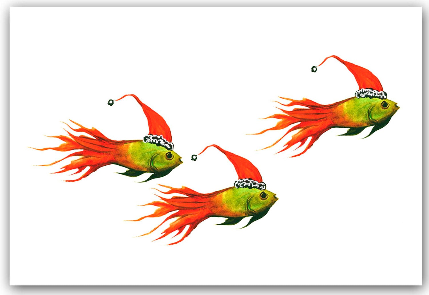 Christmas Fish Cards Coastal Christmas Cards. Fish Christmas Etsy