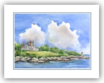 Inn at Castle Hill cards  Newport RI-Inn at Castle Hill note cards- Newport Rhode Island watercolor art-  Rhode Island coast art
