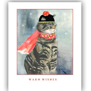 Cartões de Natal de gato malhado - cartões de gato de Natal - cartões de Natal de gato engraçado - cartões de gato de férias - presente para amantes de gatos
