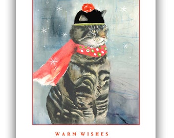 Tabby Cat Christmas cards- Christmas cat cards- funny cat Christmas cards- holiday cat cards- cat lovers gift