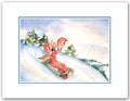 Lobster sliding Christmas cards. set of 10-  lobster lovers card, nautical Christmas, funny christmas cards- nautical christmas cards