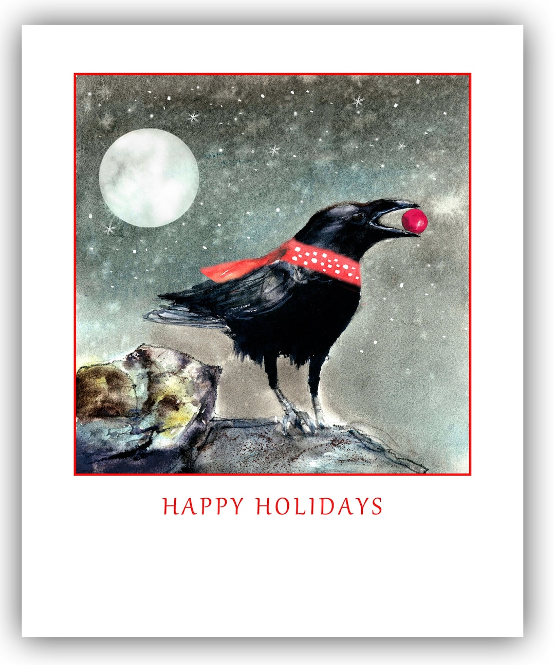 Crow Christmas Cards Holiday Crow Woodland Cards Crow Christmas Birders