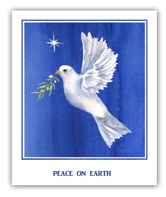 peace dove Christmas cards- peace on earth cards- woodland christmas - dove cards, Winter Solstice cards- Birders Christmas cards.