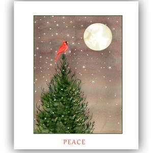 Kardinal Sonnenwende Karten- Kardinal Weihnachtskarten- Wald Weihnachten - Kardinal Karten- Winter-Sonnenwende Karten- Vogelbeobachter Weihnachtskarten.