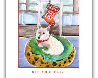 White Terrier Christmas cards-  westie dog Christmas cards-westie Christmas cards- dog lovers Christmas card-