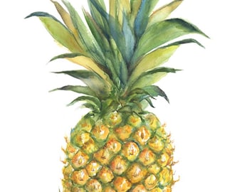 pineapple Giclee print. new home gift. Pineapple painting. fruit artwork.  welcome pineapple. pineapple watercolor. tropical fruit art