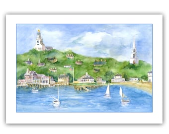 Nantucket skyline note cards-Nantucket Mass notecards- Nantucket greeting cards -Nantucket coastal cards