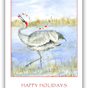 Sandhill crane Christmas cards, crane holiday cards- tropical Christmas cards- tropical Christmas cards- blue heron Christmas cards
