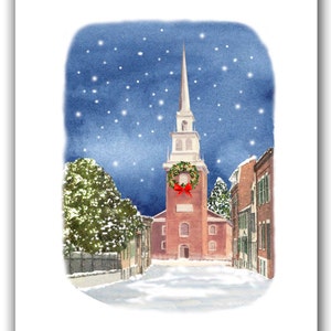 Old North Church Christmas cards. 10 per box, boston church painting-Boston MA Christmas cards- holiday church cards