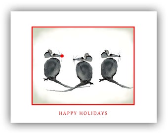 Christmas Mice cards- holiday mice -  holiday mice cards-  funny Christmas cards- mouse Christmas cards-