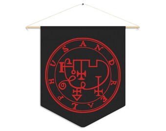 DemonOLogical - Andrealphus Sigil - Black-Red - Pennant 45.7 cm × 53.3 cm (18" x 21")