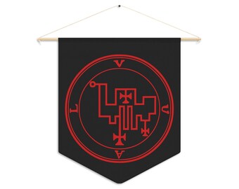 DemonOLogical - Uval (Alternative) Sigil - Black-Red - Pennant 45.7 cm × 53.3 cm (18" x 21")