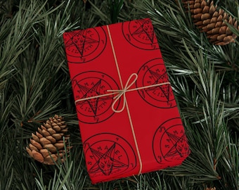 Wrapping Papers - Pentagram (Baphomet) "La Clef de la Magie Noire" Red & Black- DemonOLogical
