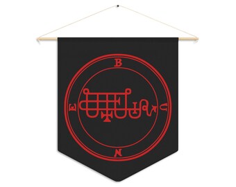 DemonOLogical - Bune (Alternative) Sigil - Black-Red - Pennant 45.7 cm × 53.3 cm (18" x 21")