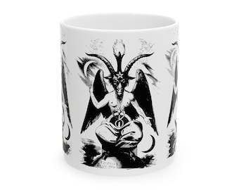 DemonOLogical - Baphomet, Cautes and Cautopates - Ceramic Mug, (11oz, 15oz)