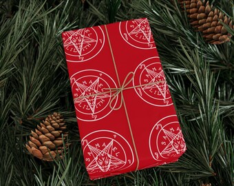 Wrapping Papers - Pentagram (Baphomet) "La Clef de la Magie Noire" Red & White- DemonOLogical