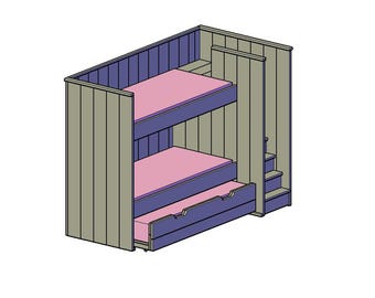 Trundle bed bunk bed | Trundle bed bunk bed plans |  Trundle bed bunk bed Guide | DIY Construction Plans | INSTANT DOWNLOAD